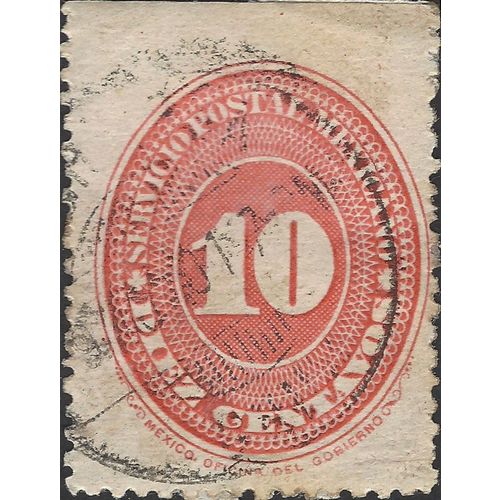 MEXICO, Number in Oval, red 1890, 10c, #2