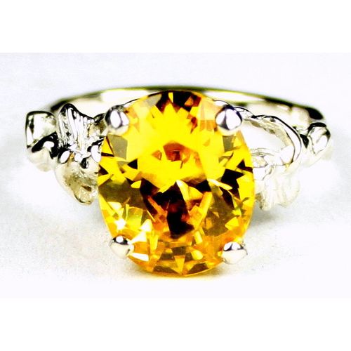 Golden Yellow CZ, 925 Sterling Silver Angel Ring, SR154