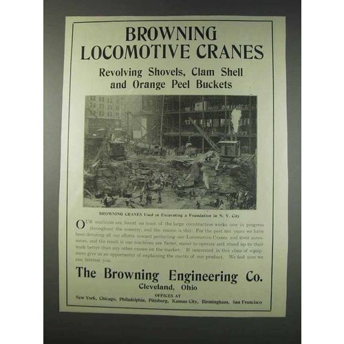 1910 Browning Locomotive Cranes Ad - Revolving Shovels