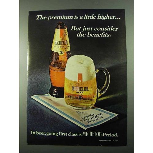 1969 Michelob Beer Ad - The Premium is a Little Higher