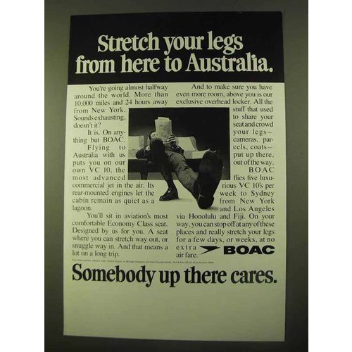 1970 BOAC Airways Ad - Stretch Your Legs to Australia