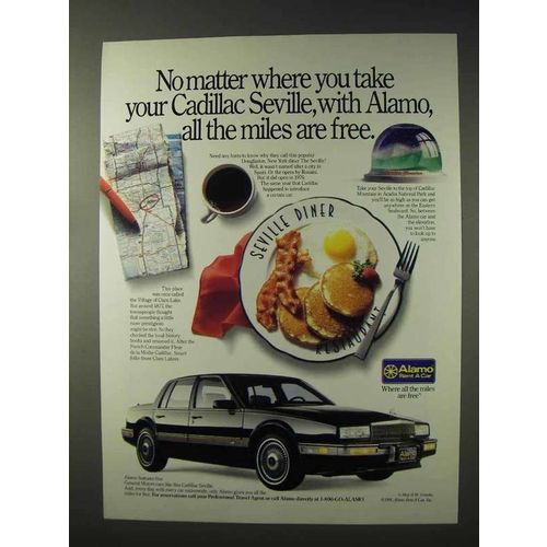1991 Alamo Rent a Car Ad - Take Your Cadillac Seville