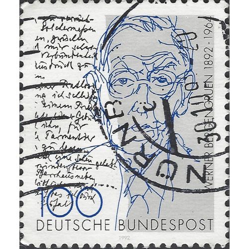 GERMANY, Werner Bergengruen, 1892-1964, blue 1992, 100pf, #3