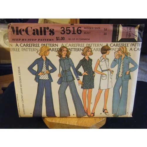 McCall's 3516 Misses Dress or Shirt Jacket & Pants Pattern - Size 14 Bust 36