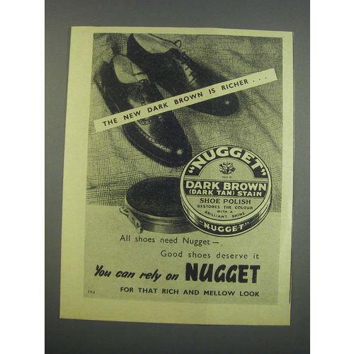1955 Nugget Shoe Polish Ad - The new Dark Brown is richer