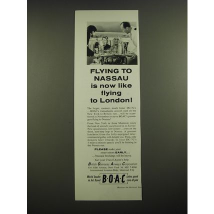 1958 BOAC Airline Ad - Flying to Nassau is now like flying to London