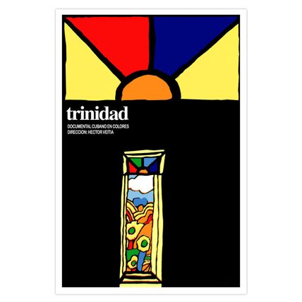 Cuban decor Wall Design movie Poster for Cuba film.TRINIDAD.Color Vitral