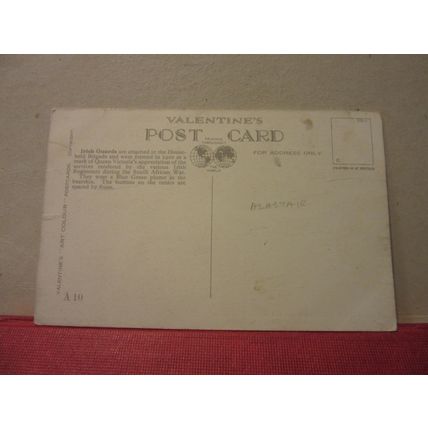 IRISH GUARDS IN THE PARK, London unused postcard vintage 1936 military /