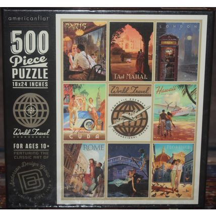 Americanflat World Travel Romantic Escapes 500 Piece Puzzle - Complete