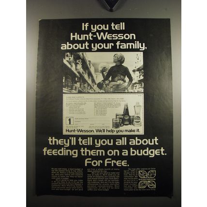 1970 Hunt-Wesson Food Ad - If you tell Hunt-Wesson about your family