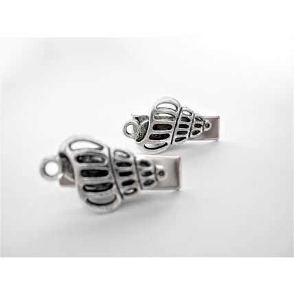 2 extra tiny small silver seashell metal alligator hair clip for fine thin hair