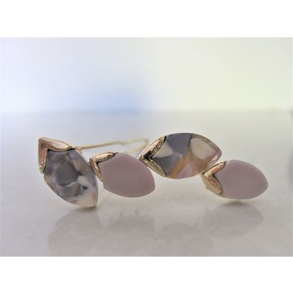 Small polished stone gold hair barrette clip for fine thin hair