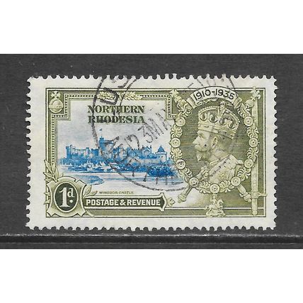 NORTHERN RHODESIA 1935 KG5 SG18 SG 1d SILVER JUBILEE USED WINDSOR CASTLE DATED