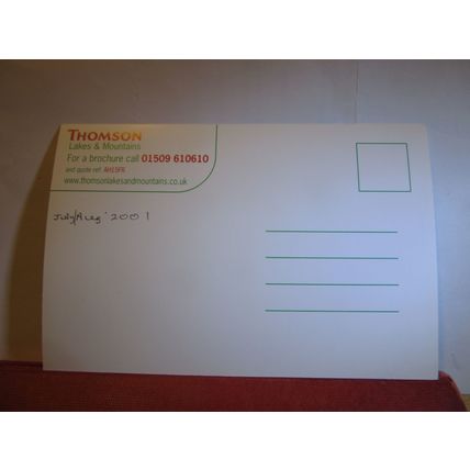multiview, LAKES AND MOUNTAINS, ITALY unused postcard dated 2001 THOMSON HOLS. #