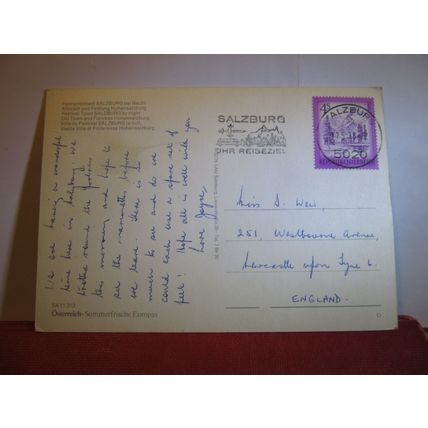 OLD TOWN & FORTRESS, SALZBURG, AUSTRIA used postcard 1978 pm =