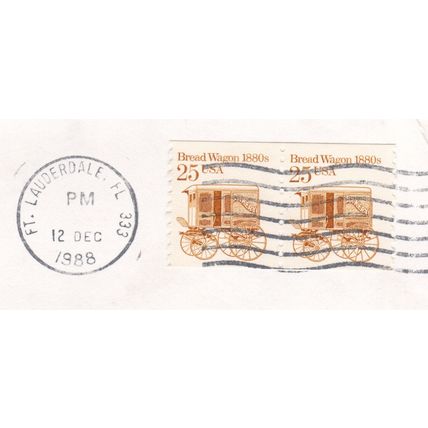 United States 1988 Fort Lauderdale FL postmark on Bread Wagon SG 2174 VGC