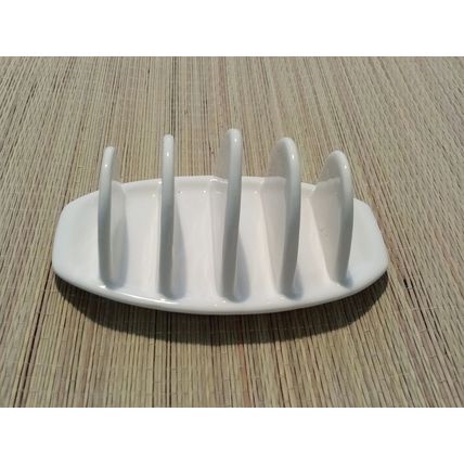 Toast Rack White with Green Flower 15cm Long