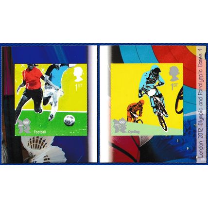 2010 Olympic Sports - Football & Cycling - Self Adhesive Pair - ex PM26