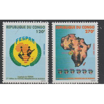 Congo 2001 Mi. 1737 - 1738 FESPAM Festival Panafricain de Musique Art MNH **