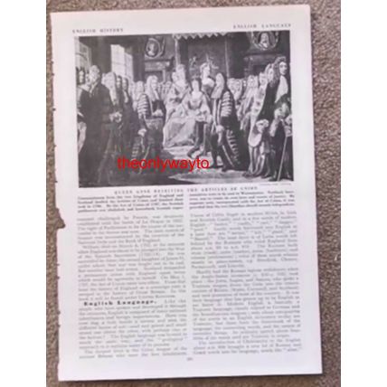 Queen Anne Receiving Articles Of Union, Book Illustration, c1953