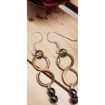 Handmade Copper Hematite Figure Eight Earrings