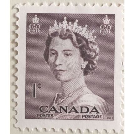 Canada 1953 Queen elizabeth II 1c Purple Brown Mint MM SG 450 postage stamp