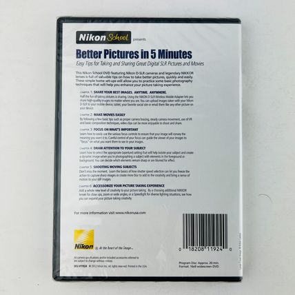 Nikon School Presents Better Pictures in 5 Minutes 2012 DVD New Sealed