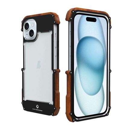 R-JUST Ironwood Generation Metal Hybrid Wood Phone Case, For iPhone 16 Pro Max,