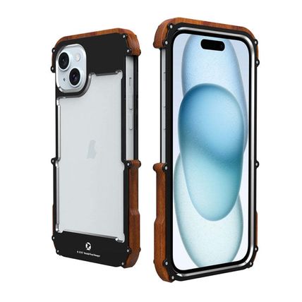 R-JUST Ironwood Generation Metal Hybrid Wood Phone Case, For iPhone 16 Pro Max,