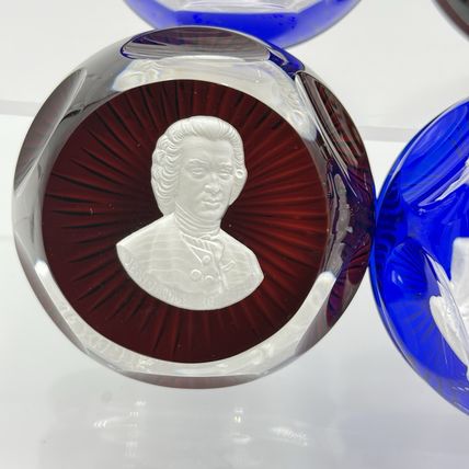 Baccarat France Franklin Mint Crystal Paperweight Adams Rousseau Jefferson Cameo