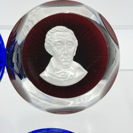 Baccarat France Franklin Mint Crystal Paperweight Adams Rousseau Jefferson Cameo