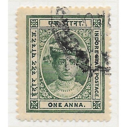 INDORE HOLKAR STATE INDIA 1894 ONE ANNA TUKOJI RAO II USED SG11
