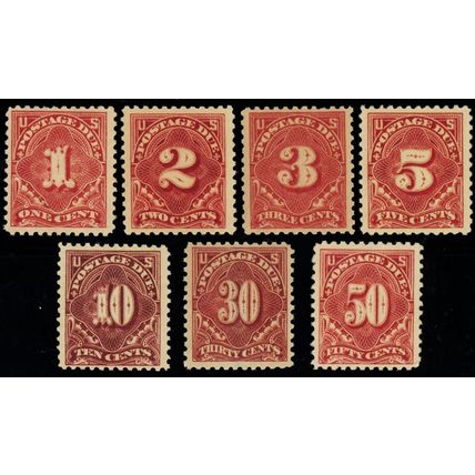 J61-67, Mint F-VF NH Set of 7 Postage Due Stamps - SCV $695 - Stuart Katz