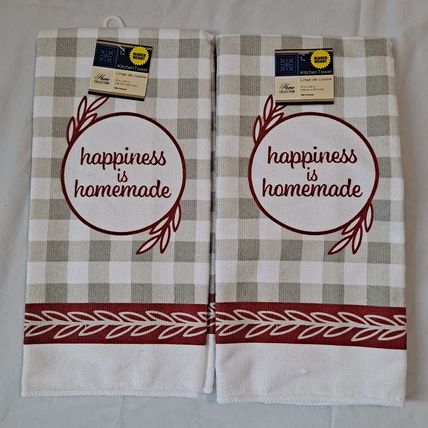 Home Collection HAPPINESS IS HOMEMADE Kitchen TOWEL SET Oven Mitt Pot Holder