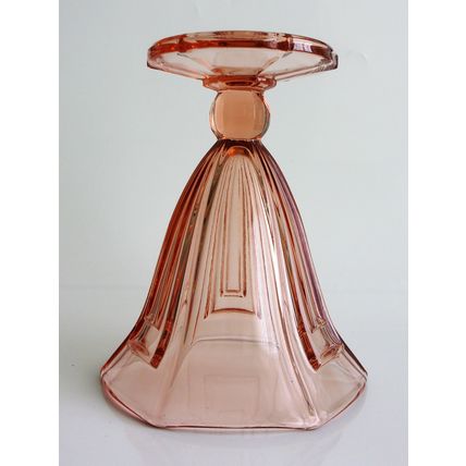 Art Deco Hermanova Pink Glass Pedestal Vase.