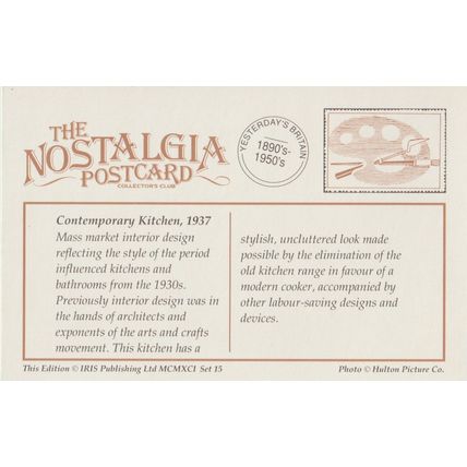 Postcard Contemporary Kitchen 1937 Art Deco Interior Design Electric Cooker