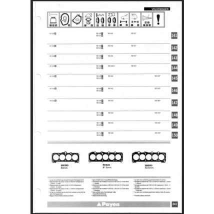 Payen German Models Gasket And Oil Seal Parts Catalogue 1994 PX513 Reprint