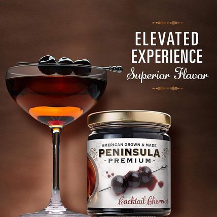 Peninsula Premium Cocktail Cherries | Award Winning | Deep Burgundy-Red | Silky