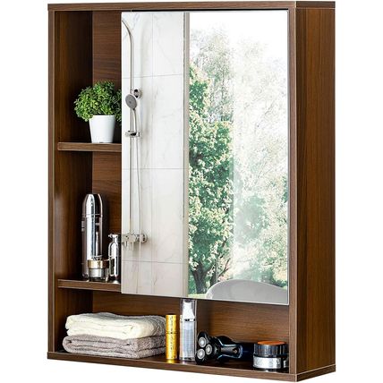 Choochoo Bathroom Wall Mirror Cabinet, Medicine Cabinet with Single Door and Adj