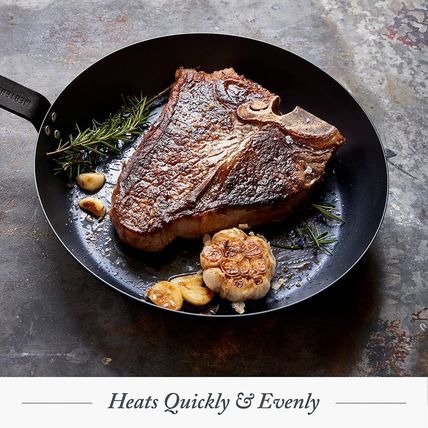Merten & Storck 10” Carbon Steel Skillet, Pre-Seasoned Frying Pan for Induction,