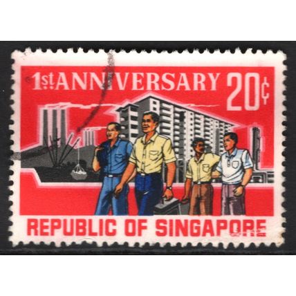 SINGAPORE 1966: 1st ANNIVERSARY OF THE REPUBLIC - 20c USED (G20)