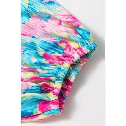 Sky Blue Floral Allover Print Shirred Square Neck Plus Size Maxi Dress