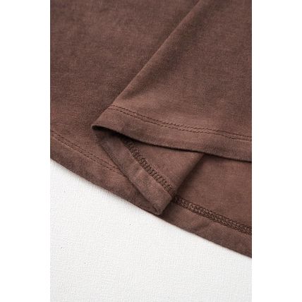 Chestnut Mineral Wash Criss Cross V Neck Casual T Shirt