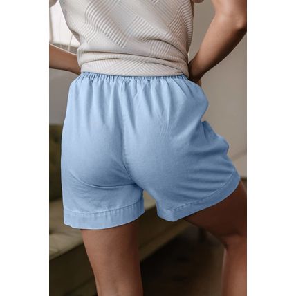Beau Blue Light Wash Pocketed Wide Leg Denim Shorts