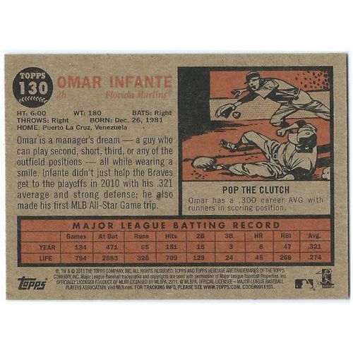 2011 Topps Heritage - #130 - Omar Infante