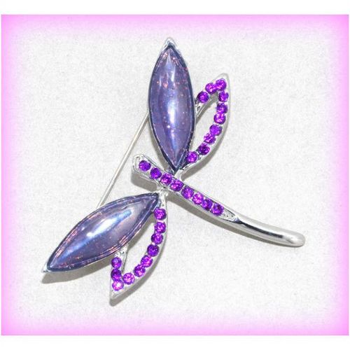 Beautiful Violet Crystal Dragonfly Brooch Jumper Clasp Pin Jewellery 1425