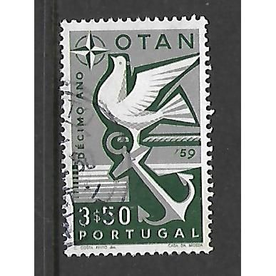 PORTUGAL 1960 NATO 3e.50 GREEN AND GREY SG 1165 FINE USED#