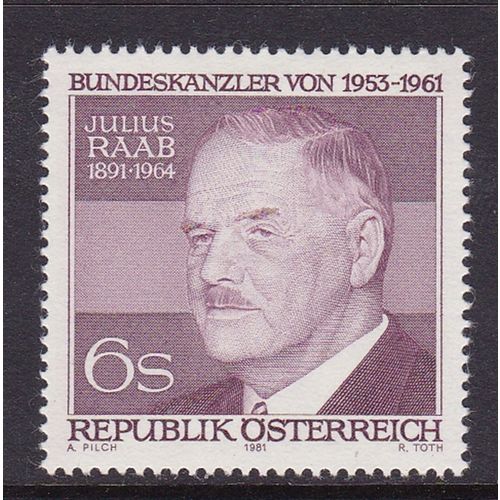 AUSTRIA 1981 90th BIRTH ANNIV JULIUS RAAB MINT SG1918