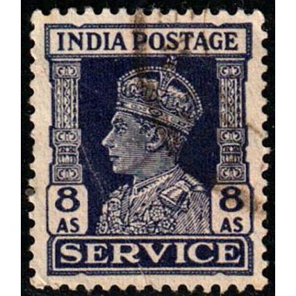 India 1939 King George VI SERVICE 8As Used Stamp
