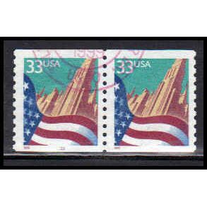 Used 3280 33c U.S. Flag Over City Very Fine CNP Left 2222 PA2080